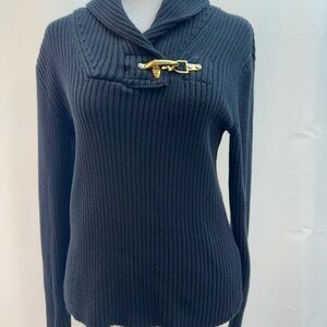 Ralph Lauren Black Sweater with Gold Buckle M